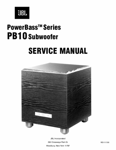 JBL PB10 JBL power subwoofer service manual